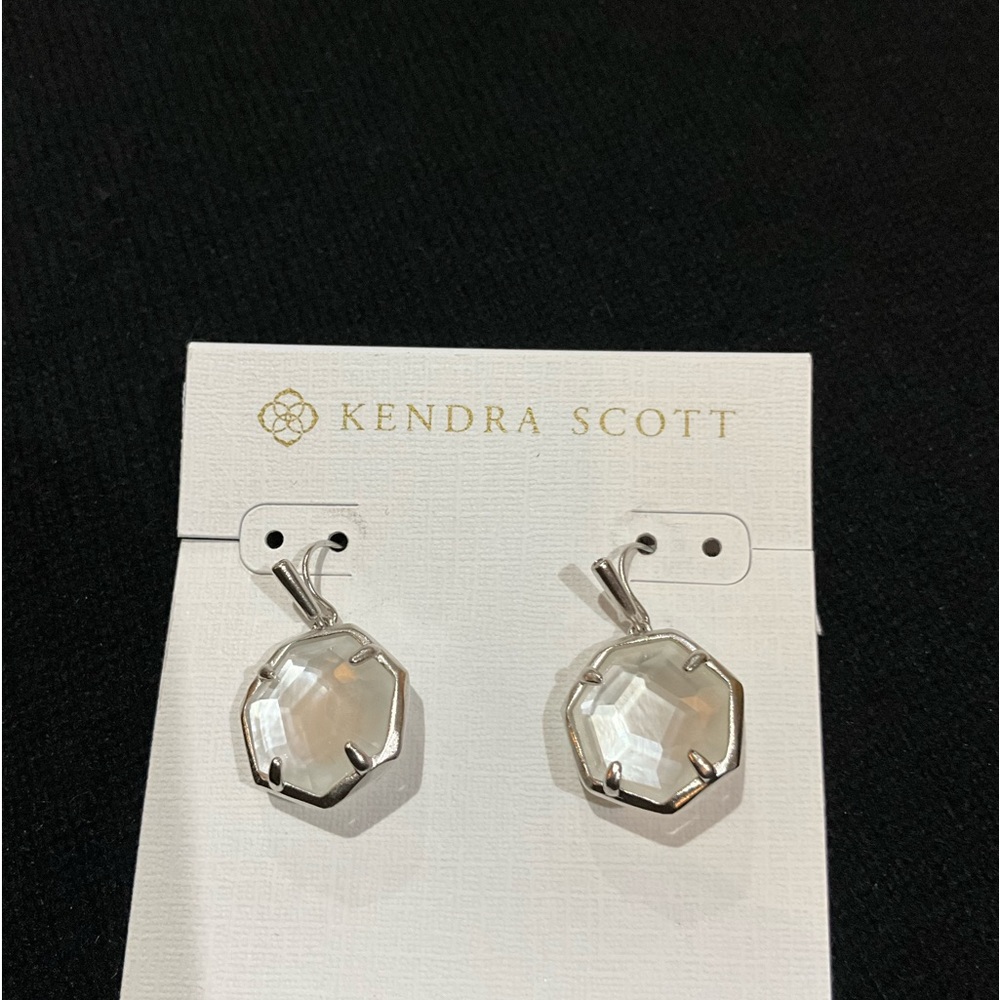 NWT KENDRA SCOTT Cynthia Silver Drusy Wire Earrings